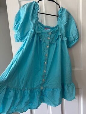 Stoney Clover Lane Turquoise Ruffle Neck Top